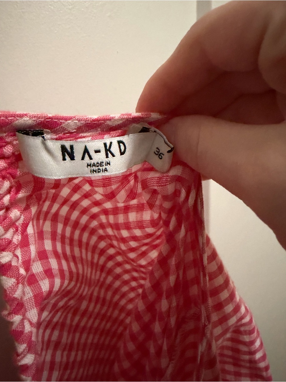 NA-KD Red & White Gingham Open Back Dress Size 36 - Picture 5 of 7